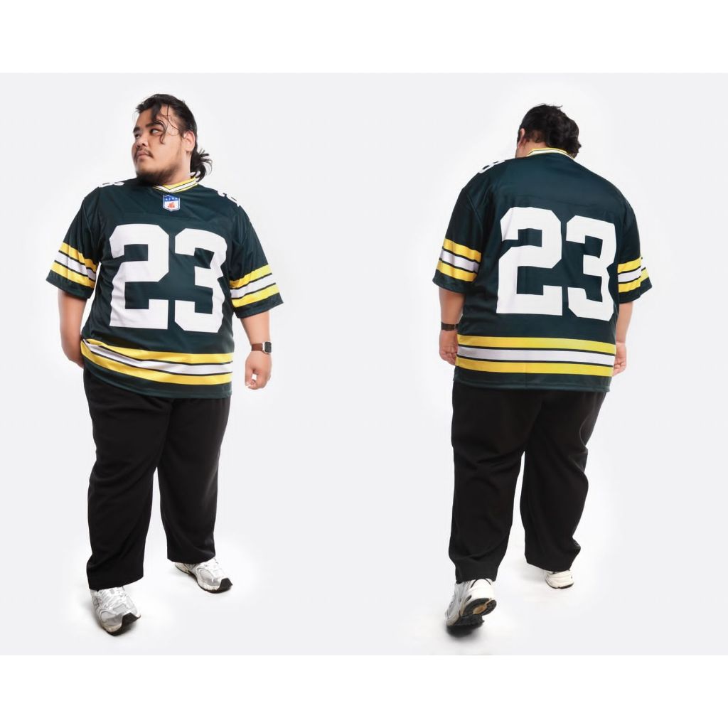 Jersey Streetwear American Football Hijau Big Size Number 23 Jersey Olah Raga NFL Ukuran Besar Jumbo