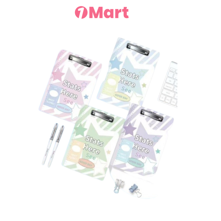 

1MART Clipboard Papan Ujian A4 Motif Bintang Pastel