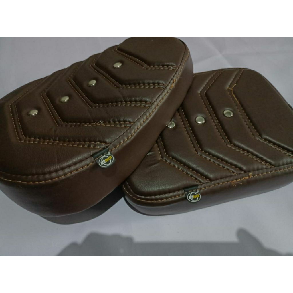 JOK PISPORT MOTOR C70 CMK DEPAN BELAKANG KULIT MBITECH COKLAT TIMBUL TEBAL