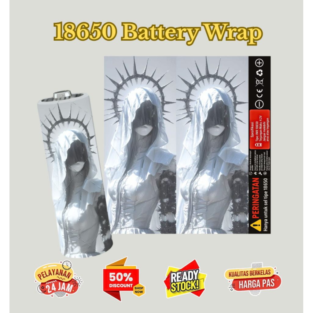 

FAMSTORE - Stiker Battery Wrap 18650 Cewek Anime Gothic – Bisa Hologram | Anime Waifu | Anime Angel Pelindung Baterai Kualitas Premium