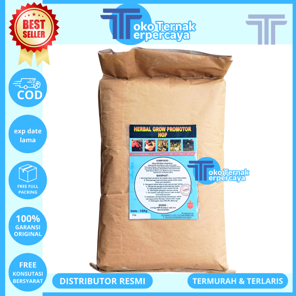 PREMIX HERBAL GROW PROMOTOR HGP 15 KG (1 SAK) UNGGAS JAYA - HGP Herbal Growth Promotor