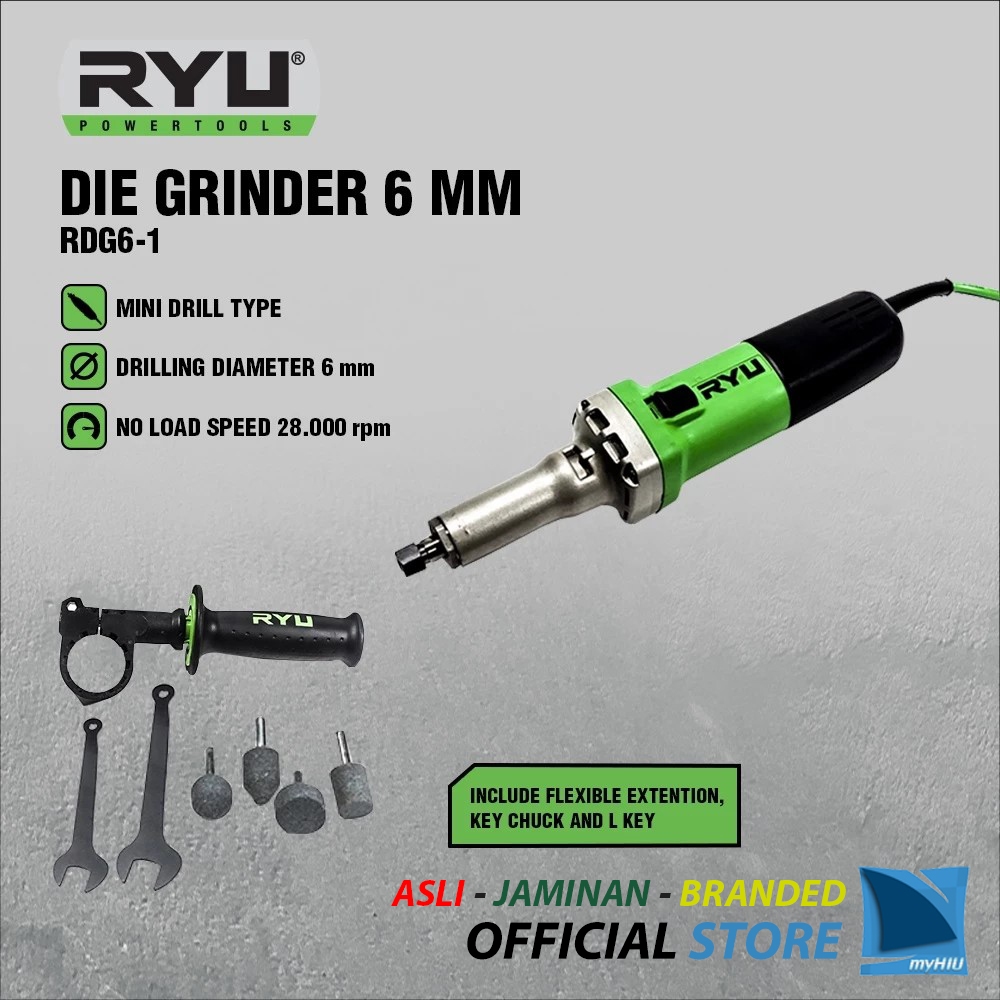 Mesin Gurinda Pensil Listrik 750 watt Tuner Botol - Die Grinder 6 mm Mini Gerinda Potong Ukir RYU