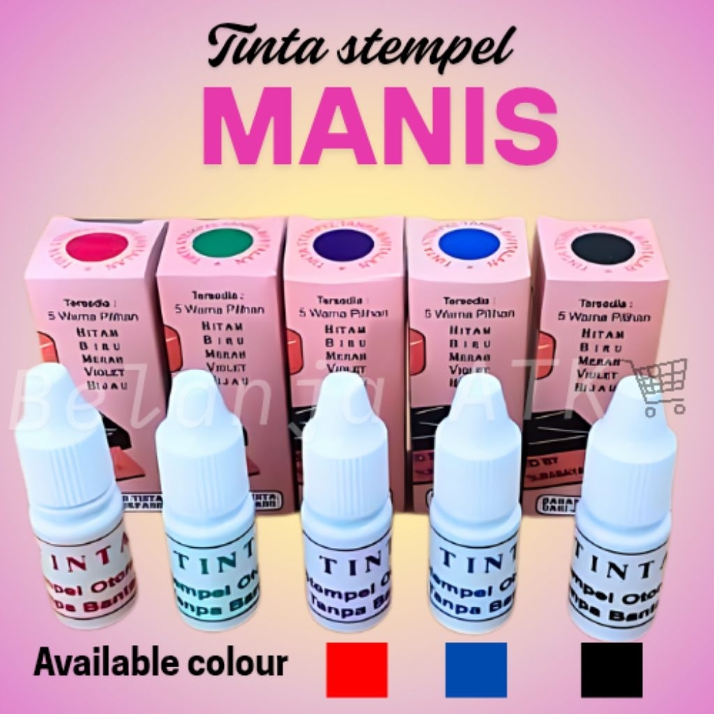 

Tinta stempel manis biru / merah / hitam