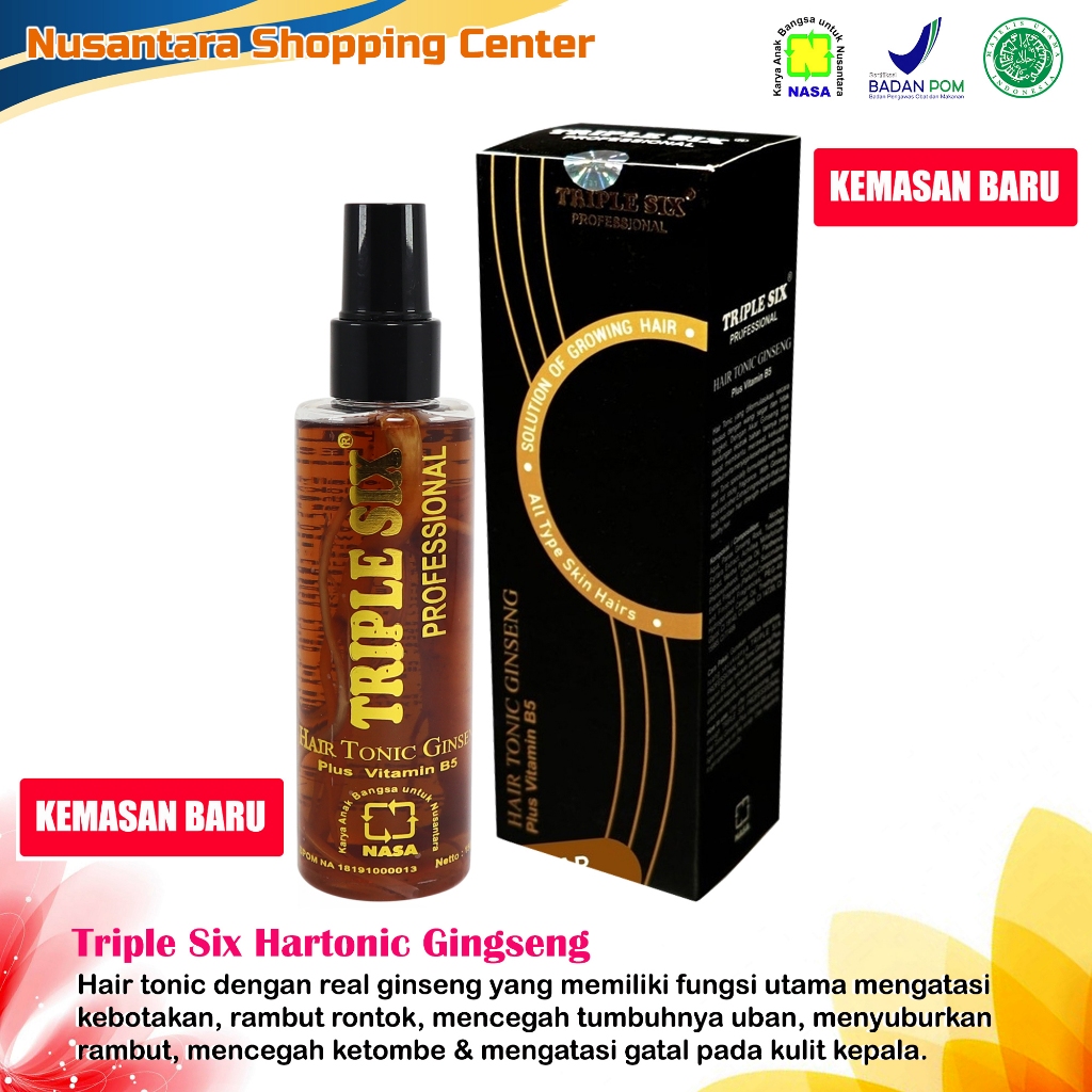 TRIPLE SIX HAIR TONIC KHUSUS MENGATASI RAMBUT RONTOK, BERKETOMBE DAN BERUBAN