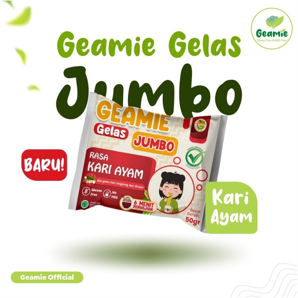 

Mie Gelas Gluten Free Non MSG Geamie Kari Ayam Isi 2