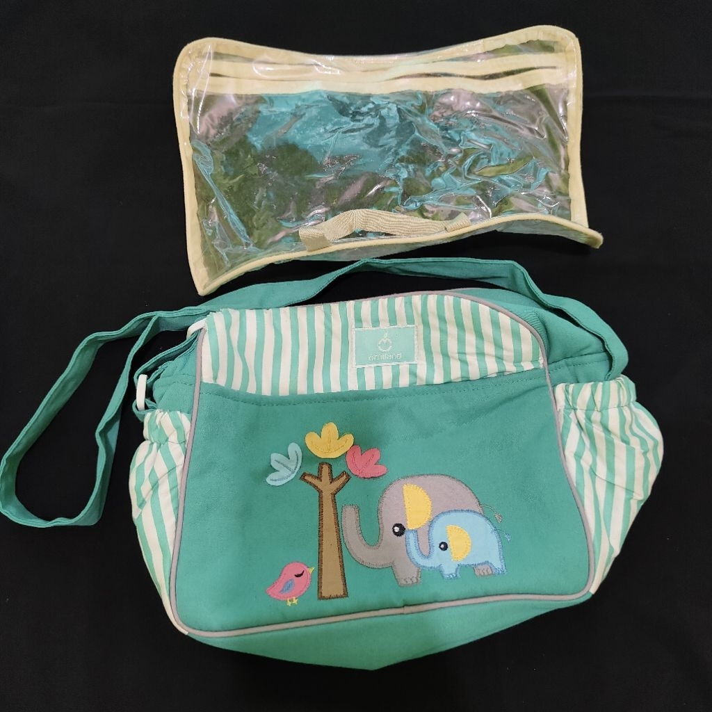 Preloved Ex Kado Omiland Tas Bayi Medium Stripe Bordir Elephant Series OBT 4226 Thrift Bekas Murah (