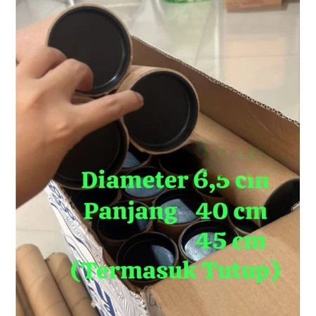 

Selongsong Tube Paper Core Inst Tabung Packing 6,5 x 40, 45 Cm Sudah Dengan Tutup