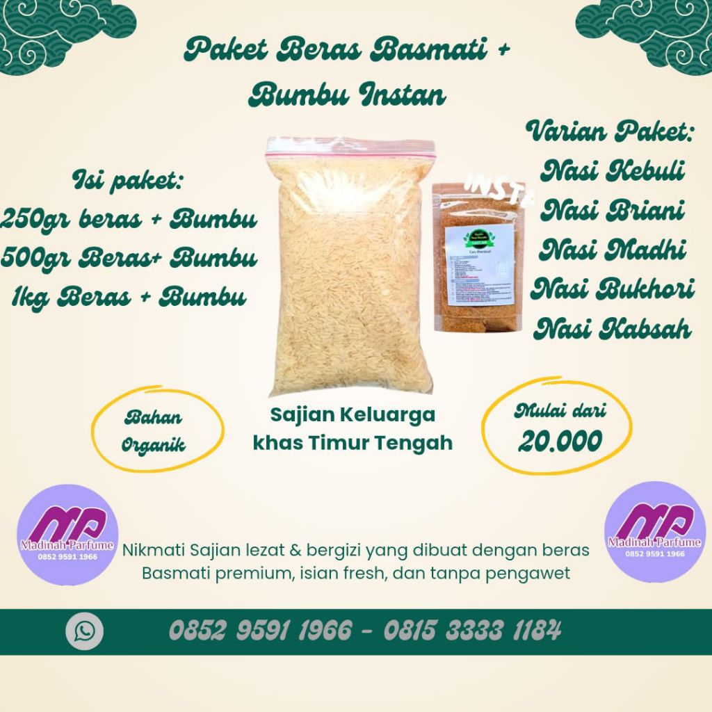 

Paket beras basmati + bumbu bubuk