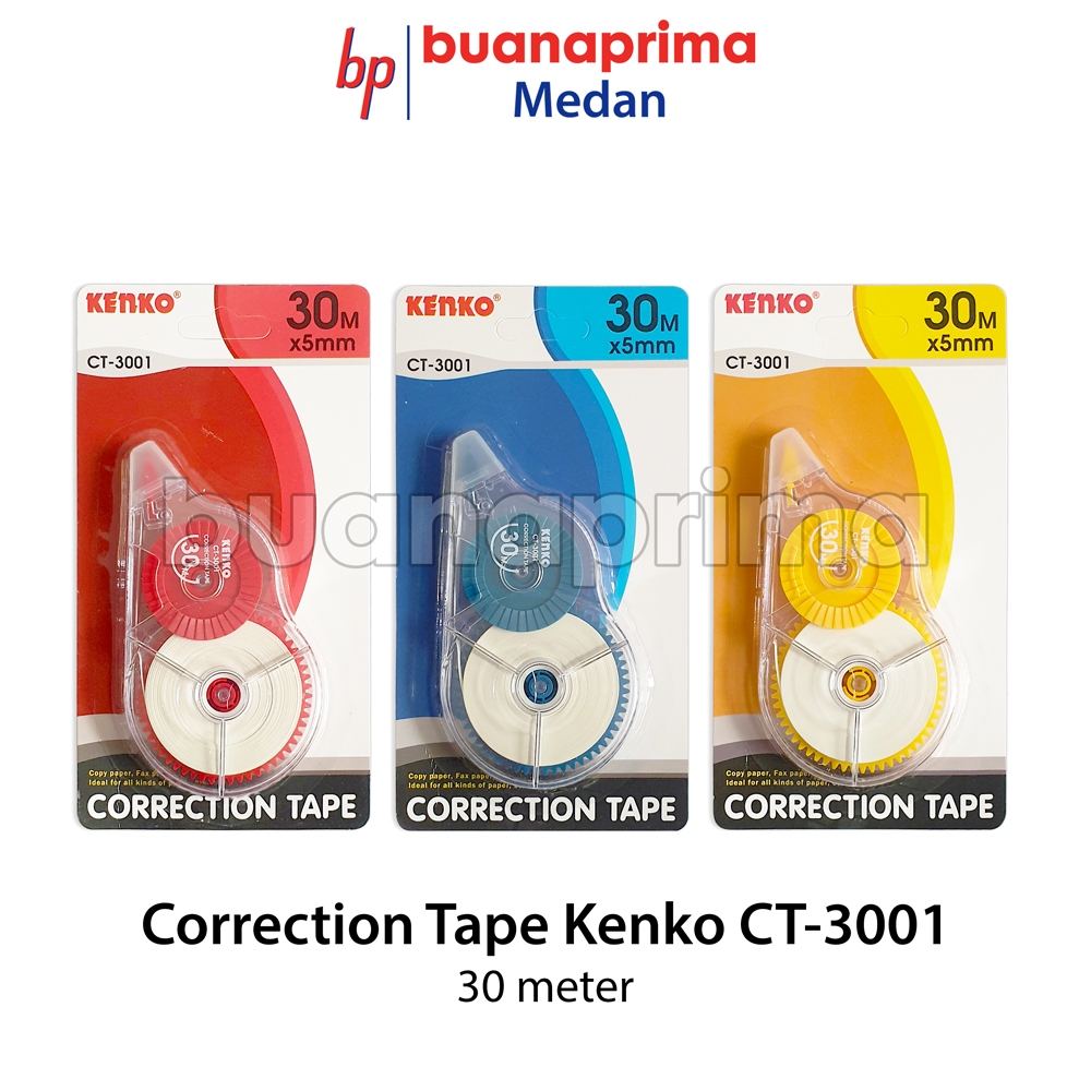 

Correction Tape KENKO CT-3001 ECERAN 30 m Per Pcs Tip Ex Kertas Pita Tarik Tipex Panjang 30 meter