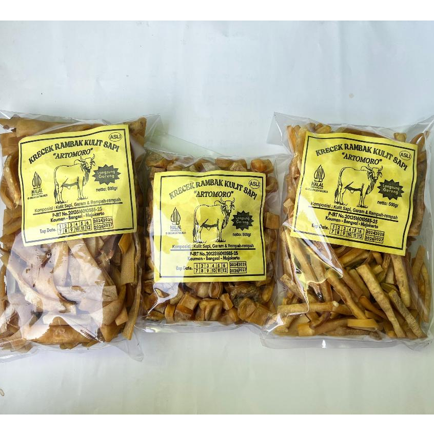 

ARTO MORO /krecek rambak kulit sapi asli/dorokdok/jangek/krupuk mentah/rambak mentah all varian 1kg