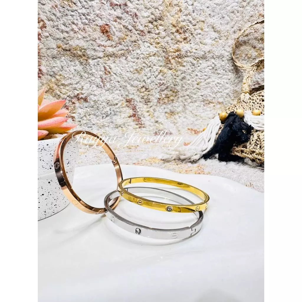 BERKAT- Gelang Bangle Titanium Model CTR & RMW Anti Luntur dan Karat