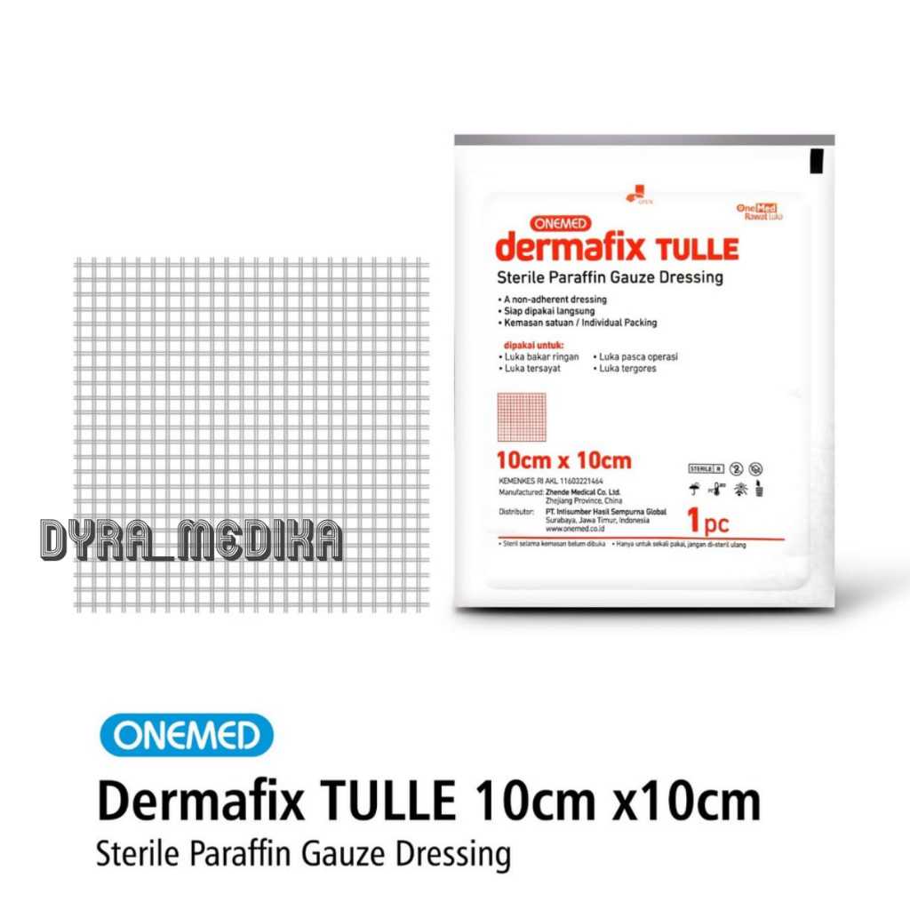DERMAFIX TULLE 10CMX10CM ONEMED/STERILE PARAFFIN GAUZE DRESSING/SUFRATUL SUPRATUL KASSA JARING RAWAT