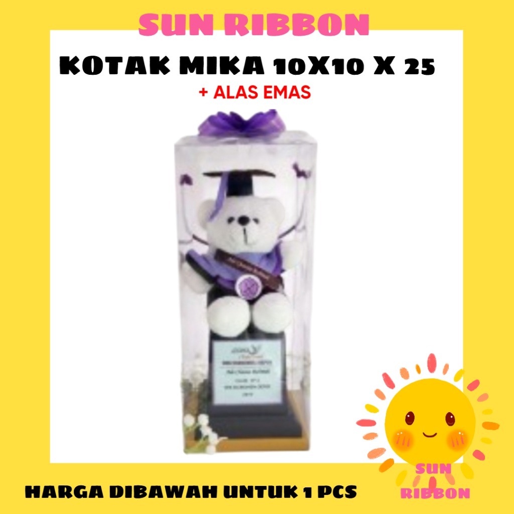 

KOTAK MIKA SOUVENIR UKURAN 10x10x25 + ALAS EMAS ECO