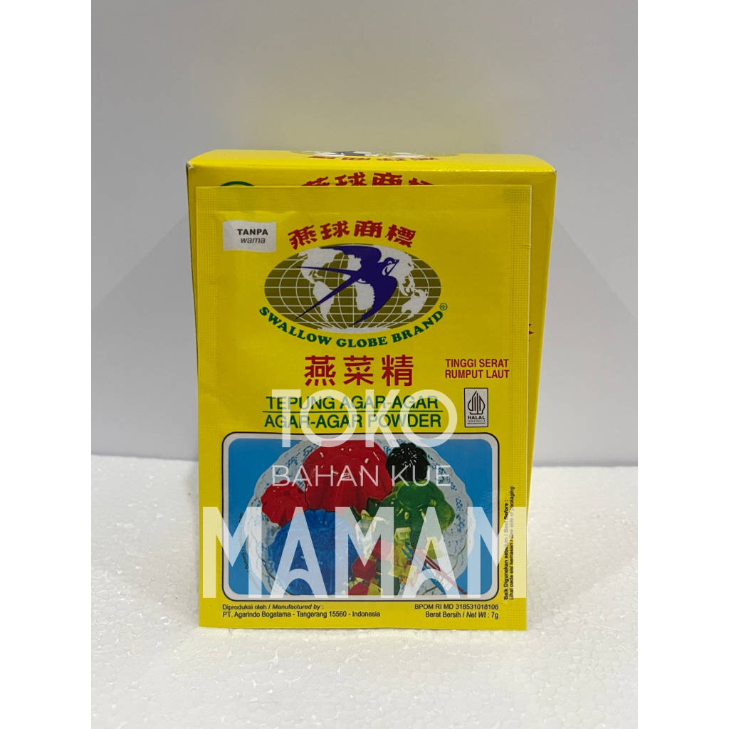 

Agar-Agar Swallow Plain 7gr – Bubuk Tanpa Warna, Bahan Kue & Dessert Food Grade
