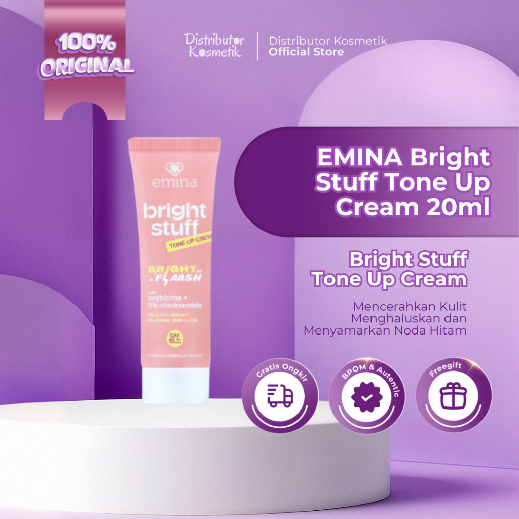 [ AGEN RESMI ] EMINA - Bright Stuff Tone Up Cream / Tone Up Pelembab Wajah - Original BPOM
