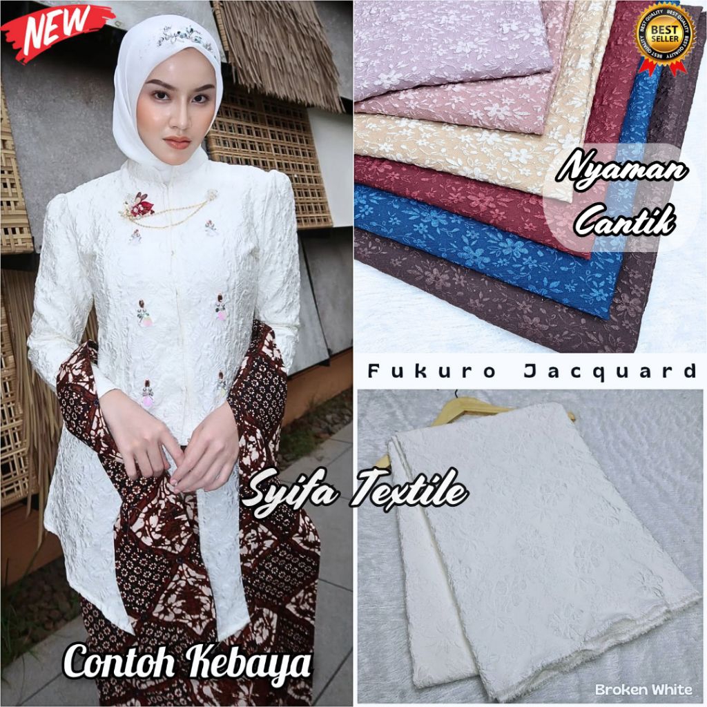 Kain Jacquard Emboss / Jacquard Fukuro / Bahan Kebaya Janggan / Kain Jaguard Emboss Timbul / Kain Ja