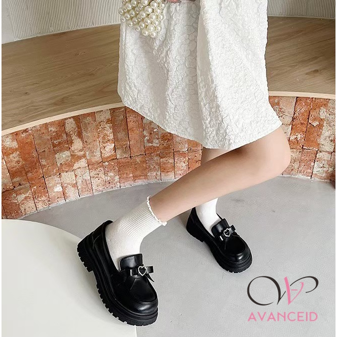 TERMURAH AVANCEID 1909 LOAFERS SEPATU SNEAKERS WANITA KERJA DOCMART HITAM