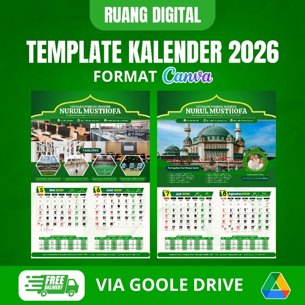 Template Kalender 2026 Format Canva Lengkap Jawa Hijriyah