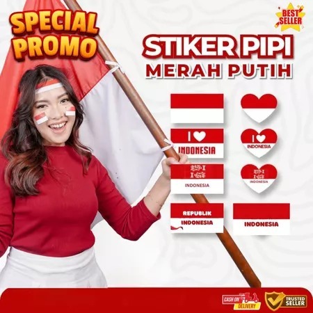 

( 5 Lembar - 42 Pc ) STIKER PIPI MERAH PUTIH / STIKER I LOVE INDONESIA / HUT RI