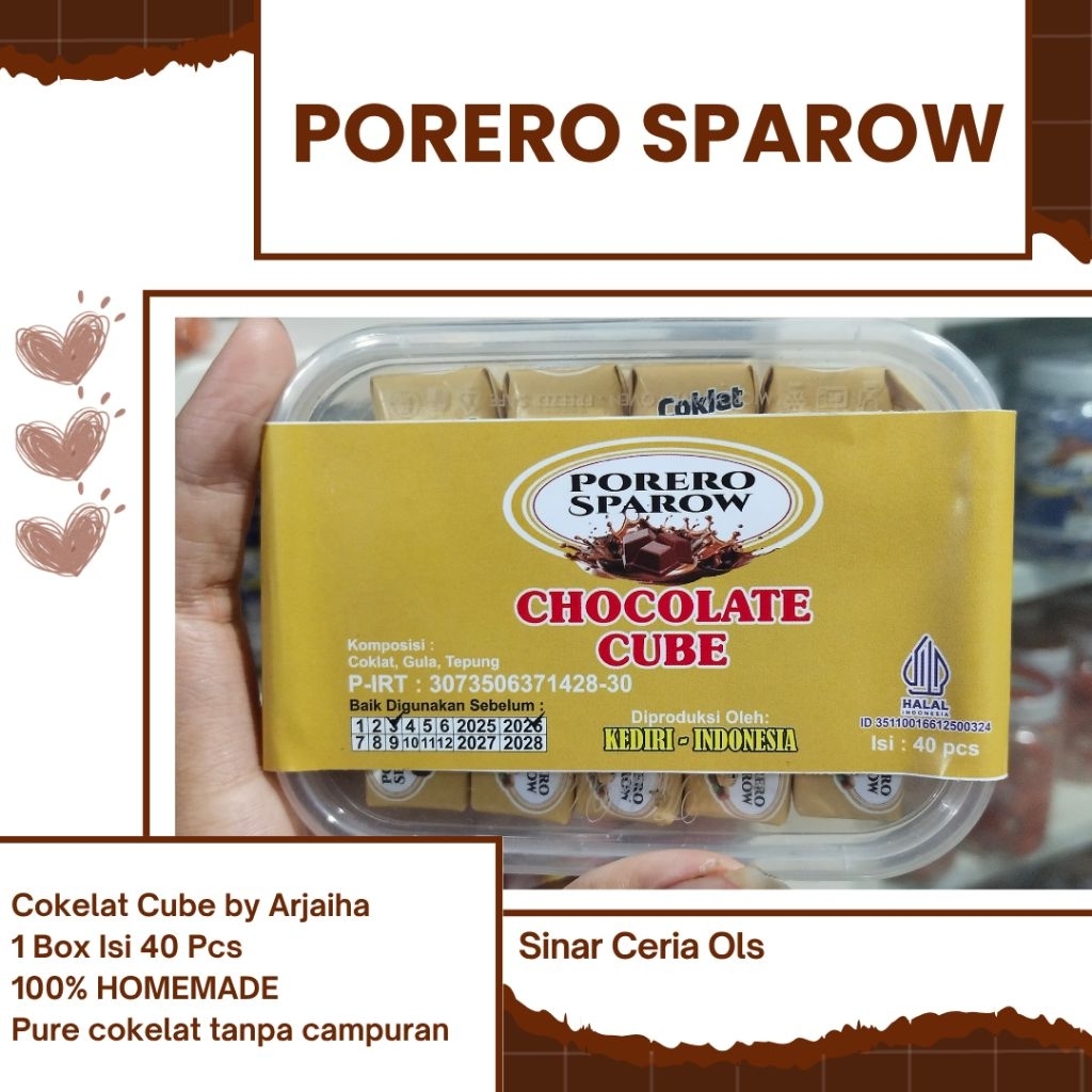 

Cokelat Cube PORERO SPAROW Cokelat Viral Isi 40 Pcs