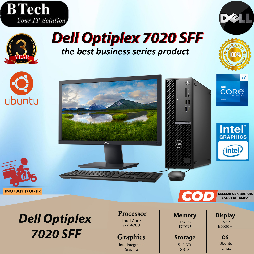 Dell Optiplex 7020 SFF  i7-14700 16GB 512GB DOS 3YR