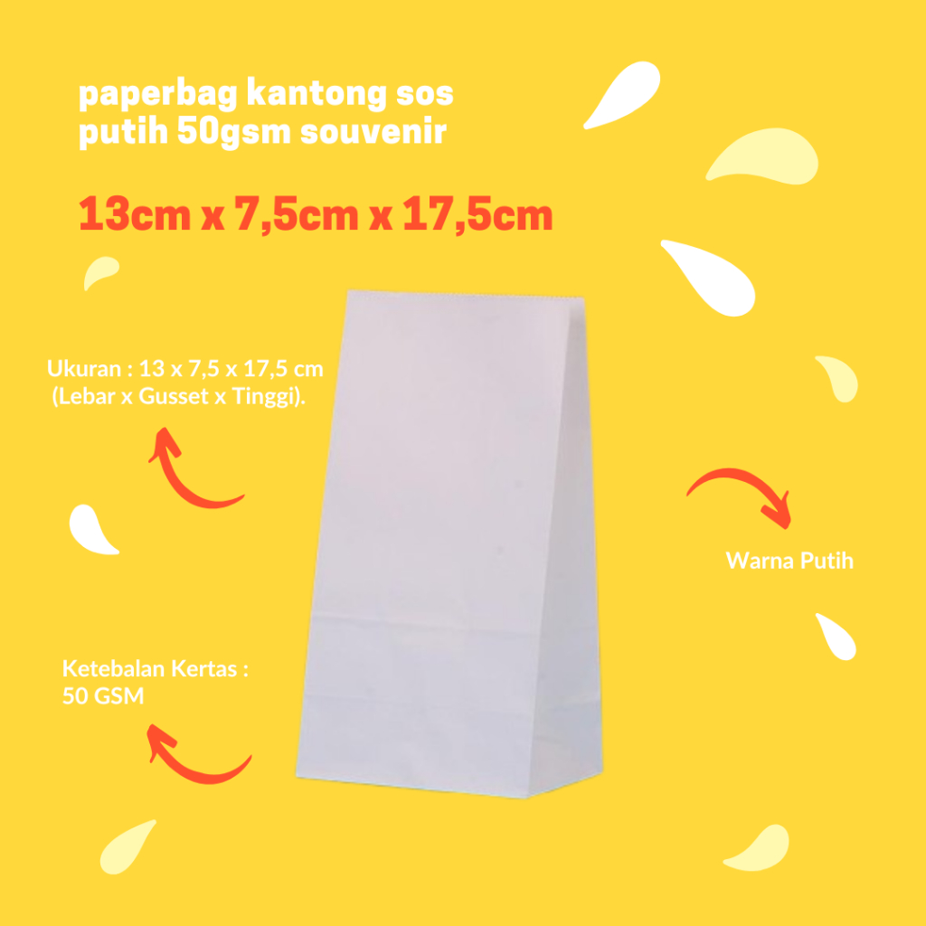 

paperbag kantong sos putih 13x7,5x17,5 50gsm souvenir
