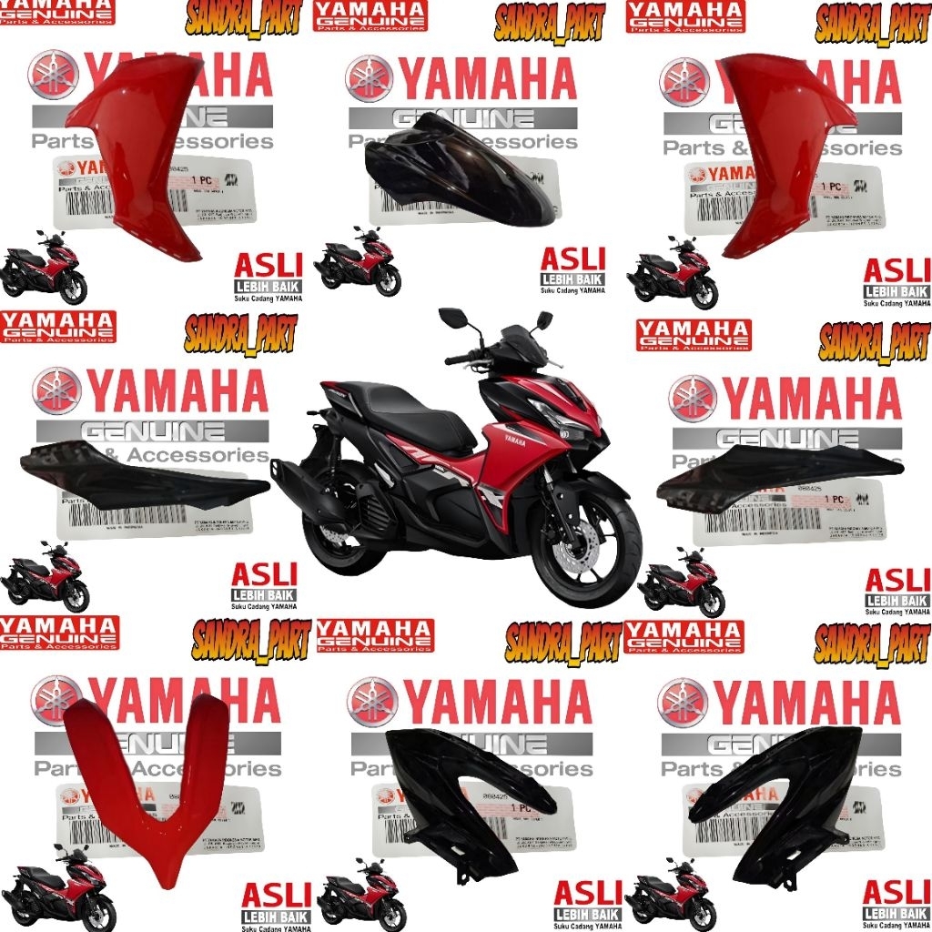 COVER FULL SET BODY HALUS AEROX ALPHA STANDARD 155 (MERAH SOLID) ORIGINAL YAMAHA BWP VARIAN