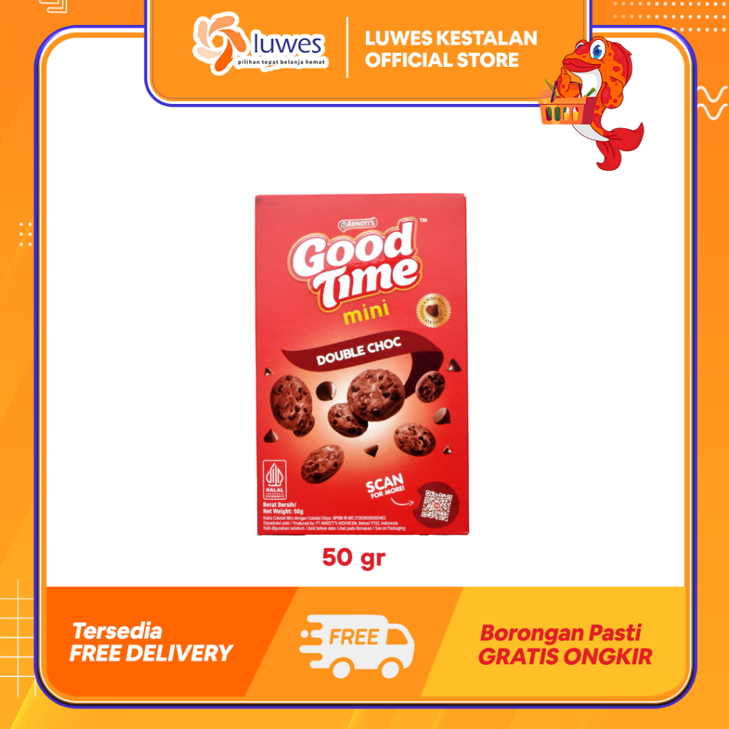 

Good Time Mini Biskuit 50gr Double Choco Biskuit Coklat Berlapis Choco Chips Yang Lezat & Nikmat