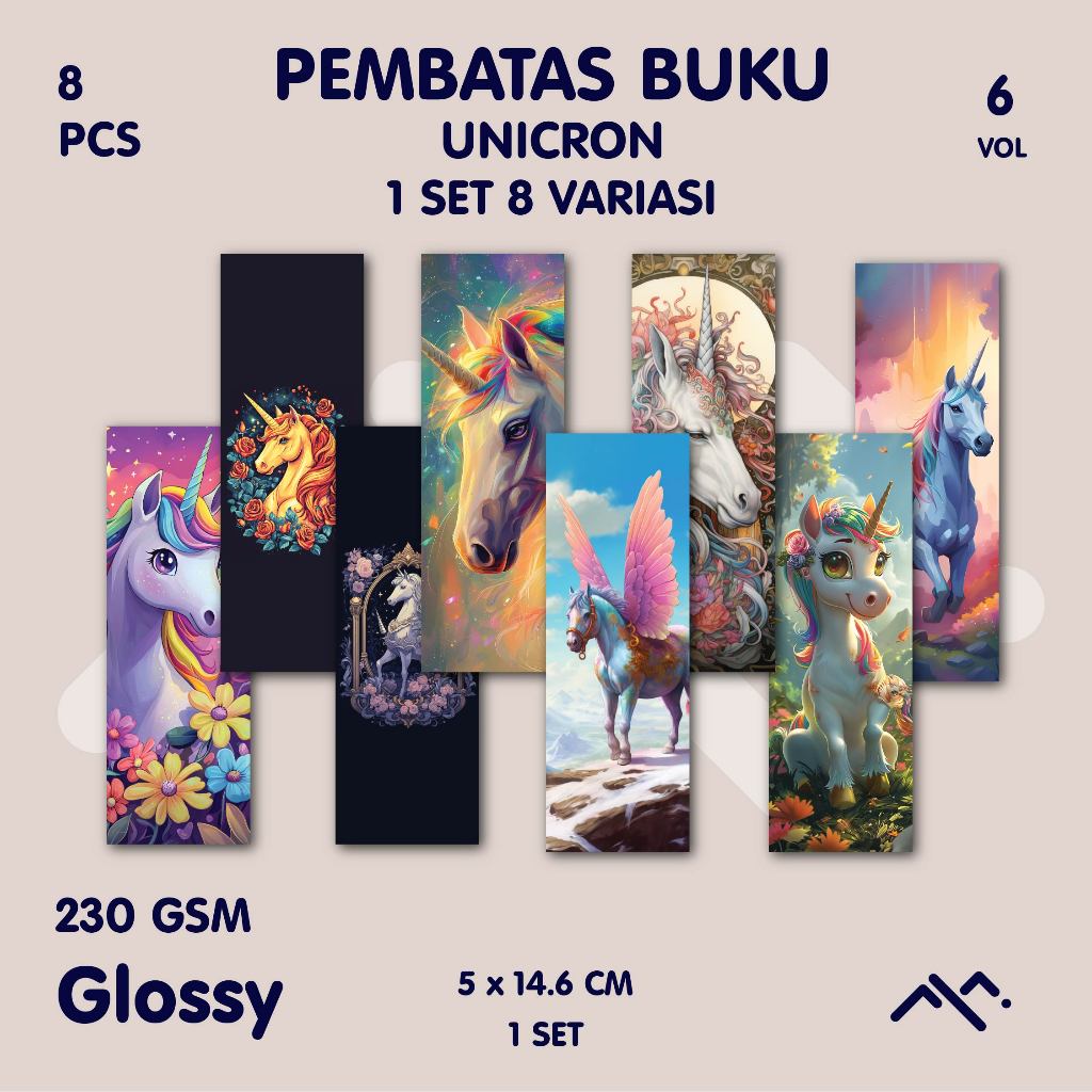 

[8PCS] Pembatas Buku Bookmark Tema Unicorn || Aesthetic || Estetik || Pembatas Buku Esthetic.