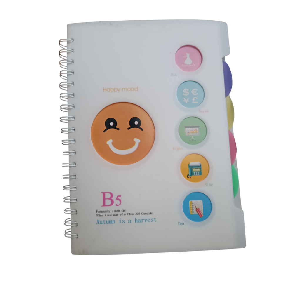 

Buku Binder Diary Notebook Ring Spiral Hard Cover Plastik Smiley B5 Index