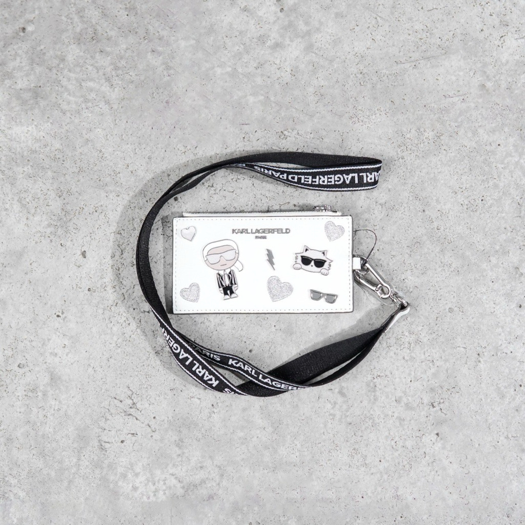 

KARL LAGERFELD Multi Logo Pin Card Case Holder Lanyard