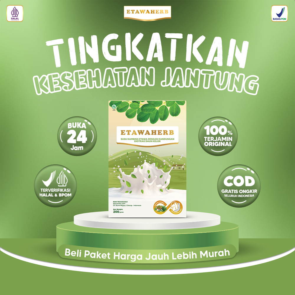 

Etawaherb Susu Kambing Etawa Premium dan Daun KelorTingkatkan Kesehatan Jantung 200gr