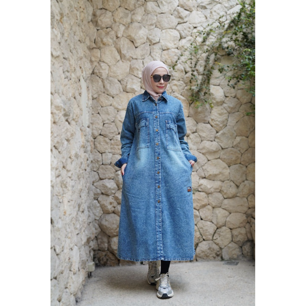 Gamis Midi Jeans 2 in 1 Denim Soft by GYL Authentic