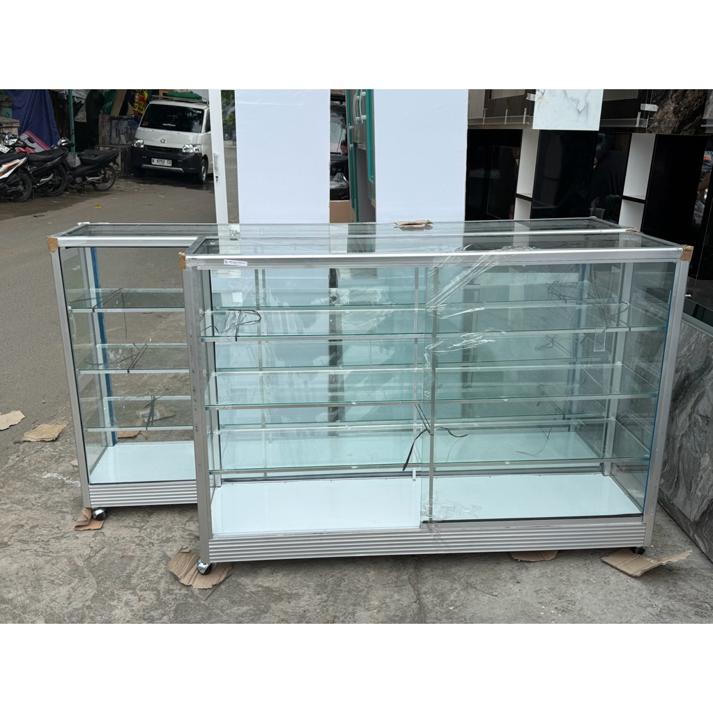 Etalase warung 1 meter / etalase warung 1.5 meter / etalase warung 2 meter tinggi 107 lebar 47 kaca 
