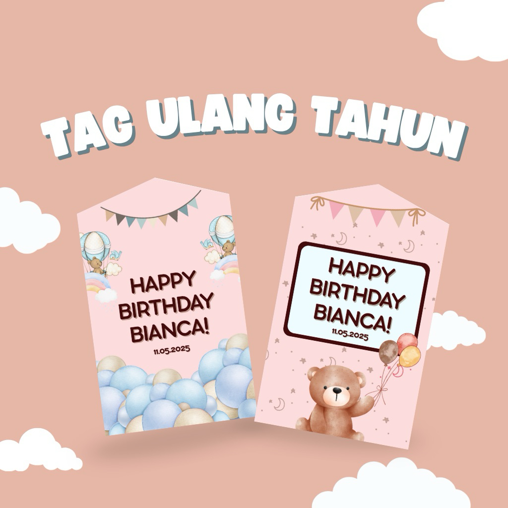 Hang Tag Custom Ulang Tahun Anak / Tag Custom Anak / Hang Tag Souvenir