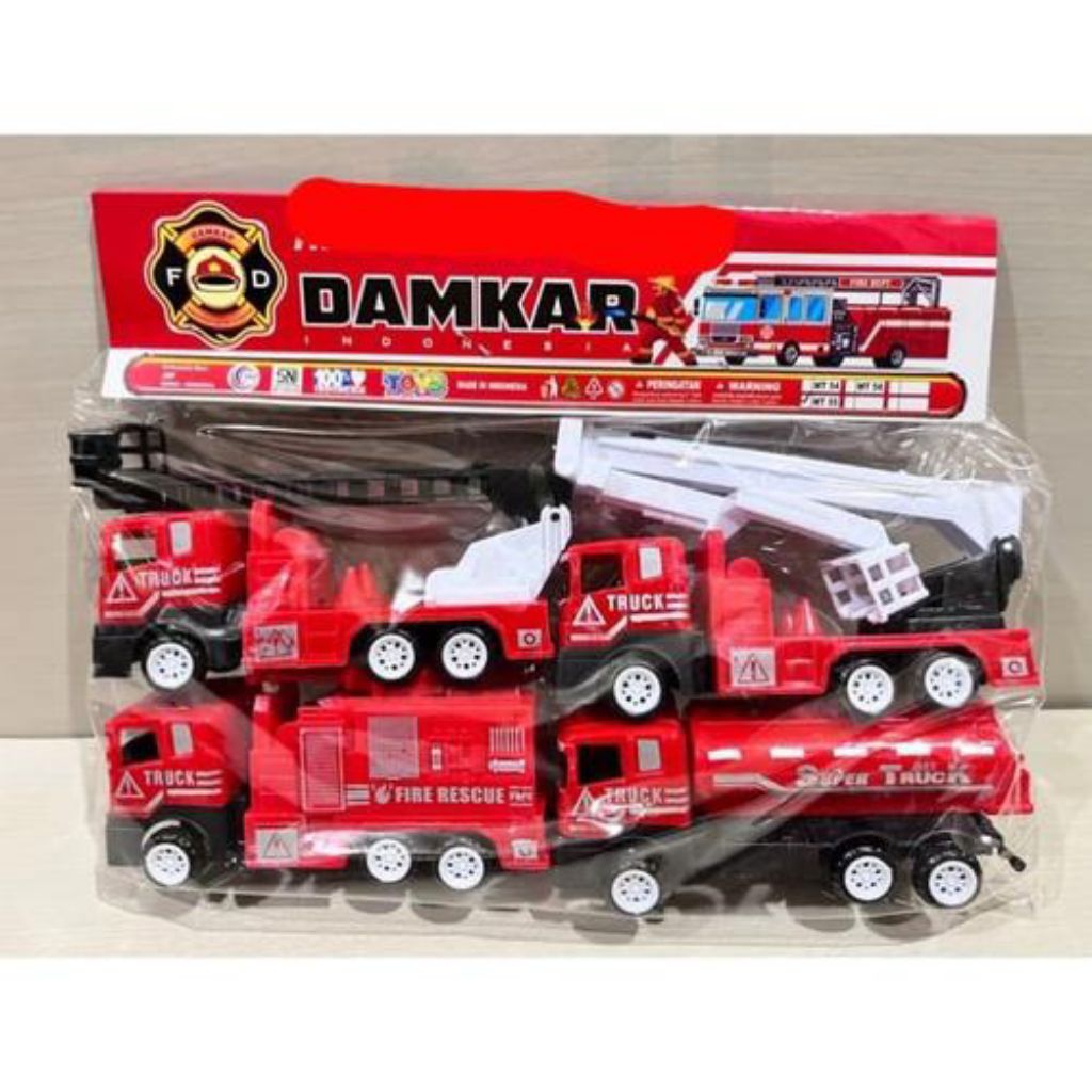 Mainan Set Mobil Truk Pemadam Kebakaran - Miniatur Mobilan Truck Damkar Anak Laki Cowok