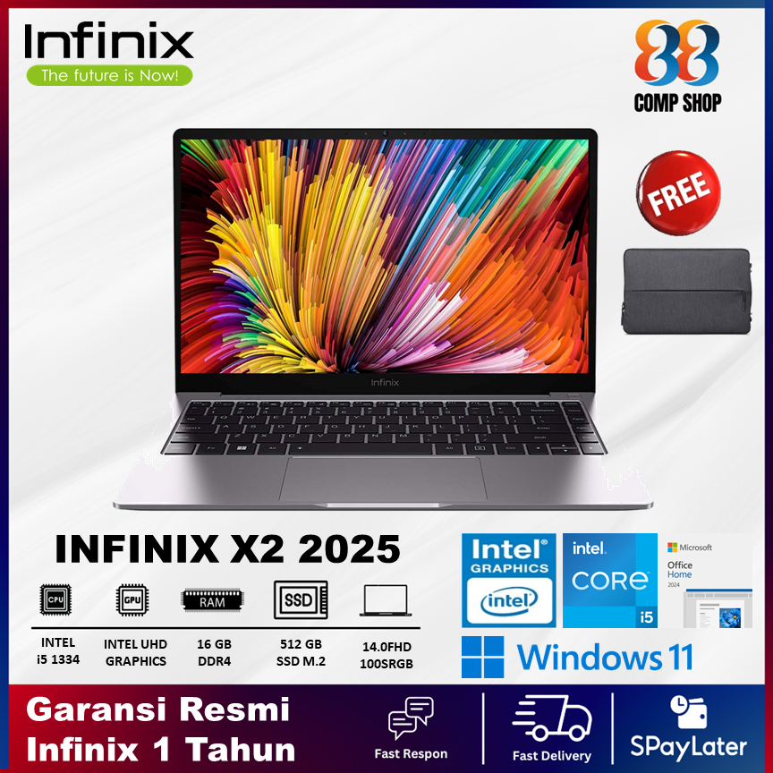 Laptop infinix inbook X2 2025 intel core i5 1334 16GB 512GB windows 11 14.0FHD SRGB100