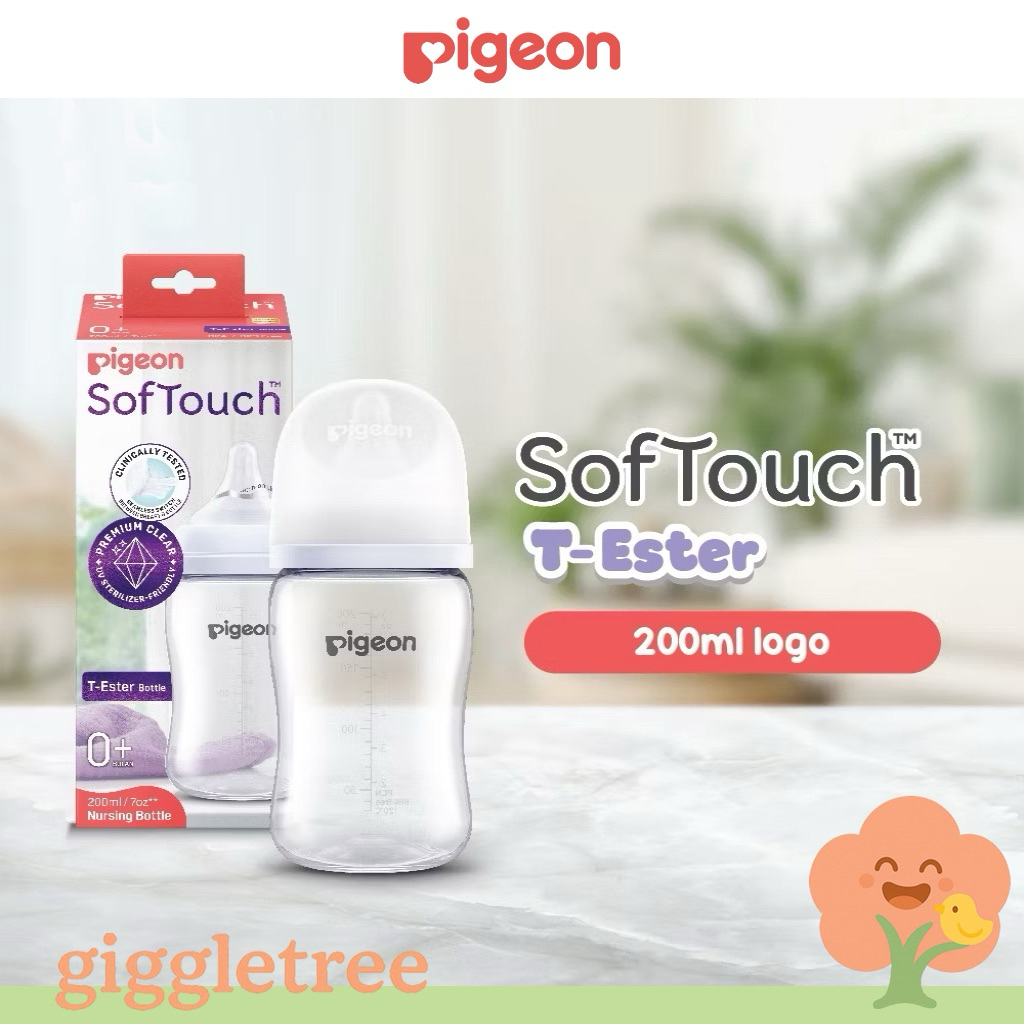 Pigeon Botol SofTouch Wide Neck T-ester Logo 200ml