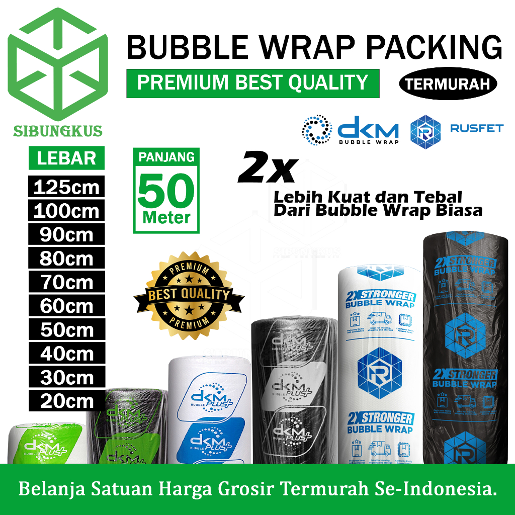 

Plastik Bubble Wrap 125cm X 50m Dkm Plus Bubblewrap Premium Roll