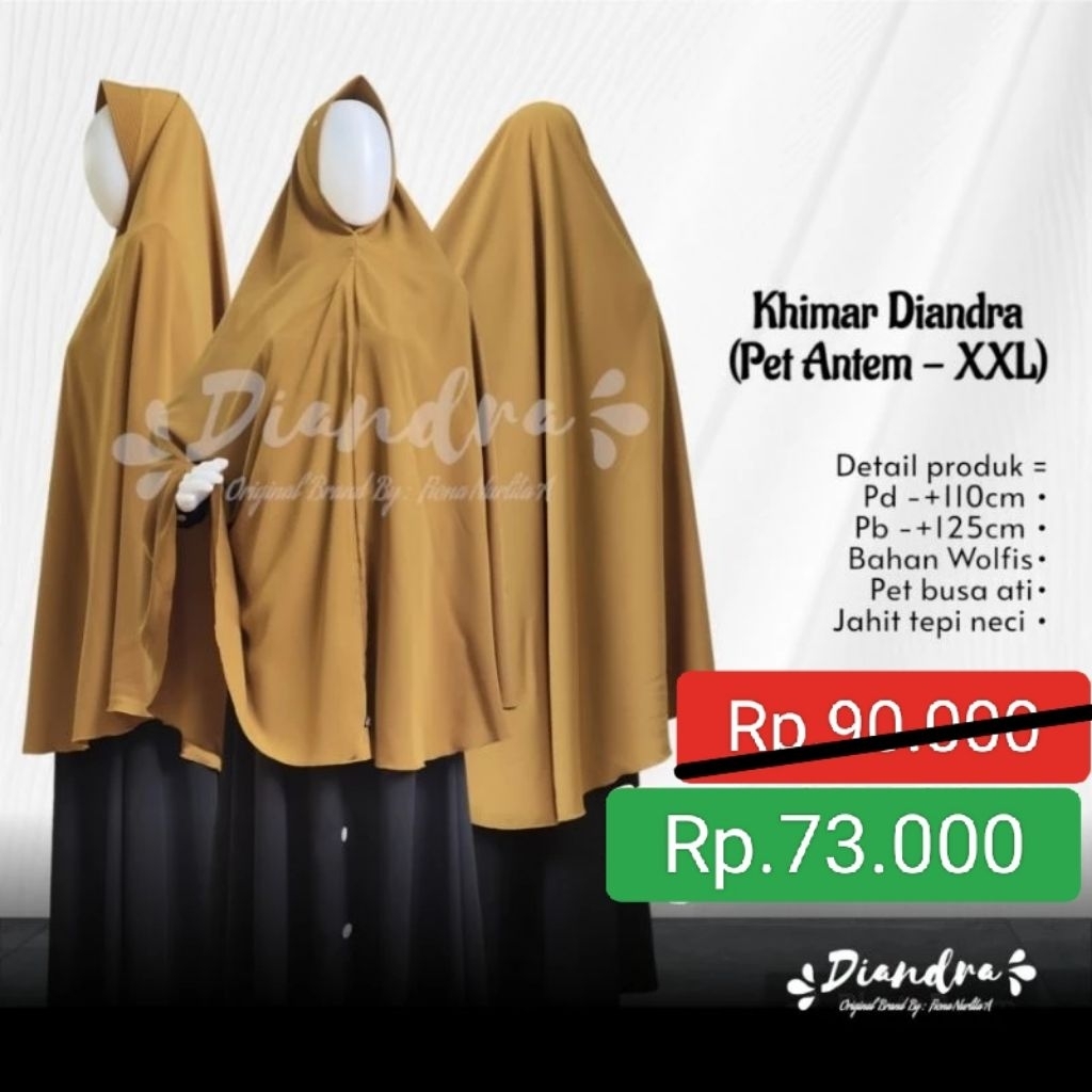 DIANDRA HIJAB Wolfis Pet XXL KHIMAR DIANDRA Wolfis Pet XXL Murah Bisa COD