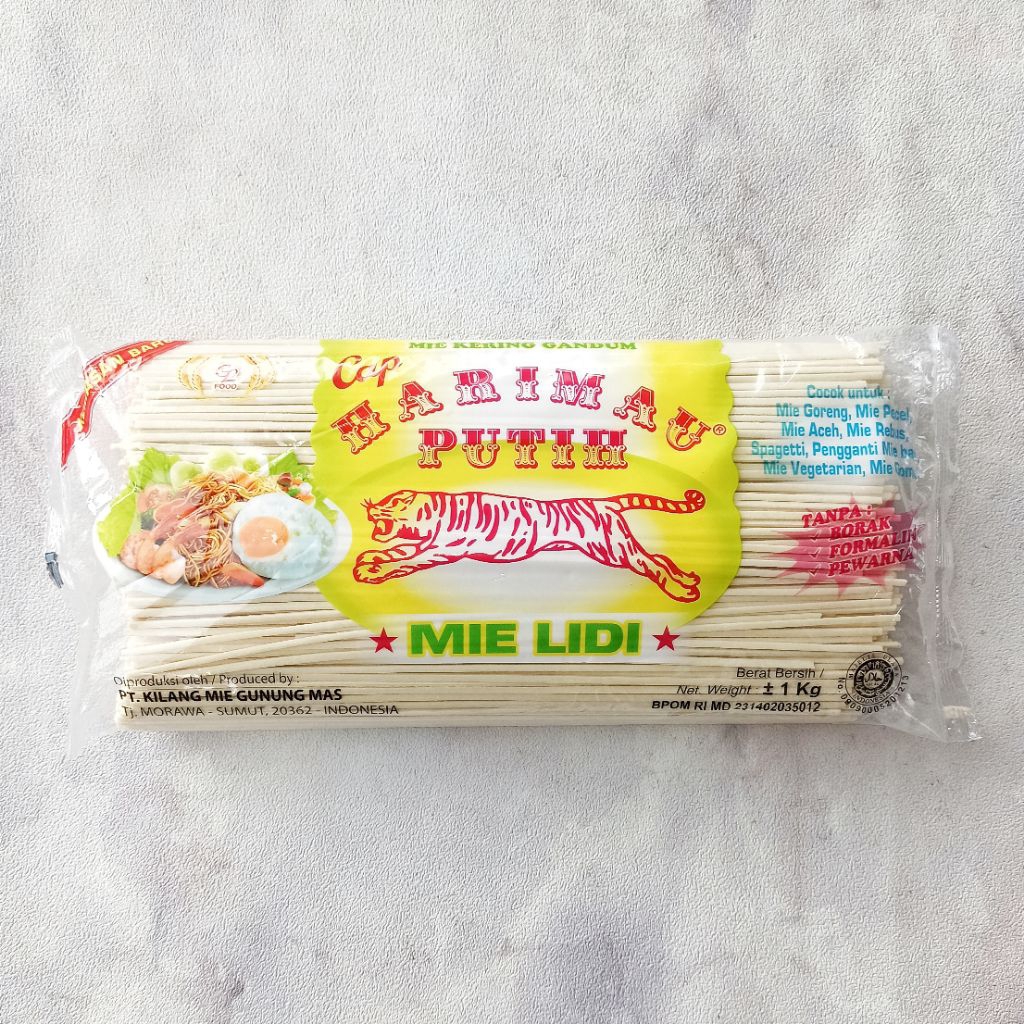 

Mie Gomak PUTIH Mie Lidi GL Cap HARIMAU Mie Kering Gandum Khas Medan • 1 kg