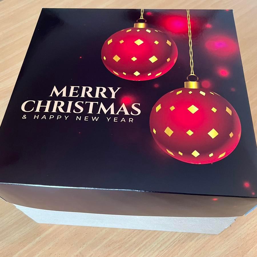 

Dus kue edisi natal red ball box tempat roti mika ukuran 30