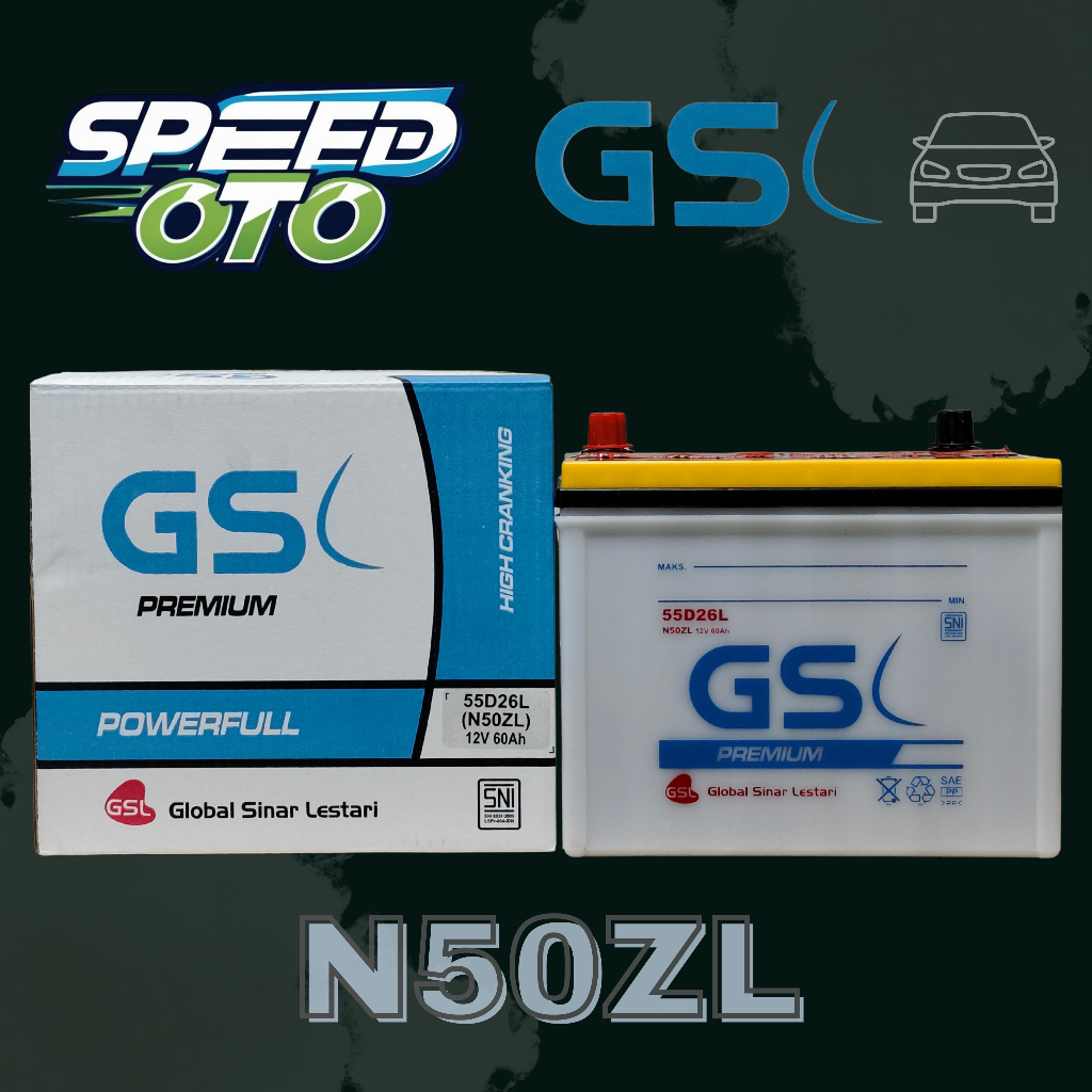 Aki Mobil GS N50ZL 55D26L GSL Premium Basah 12V 60Ah