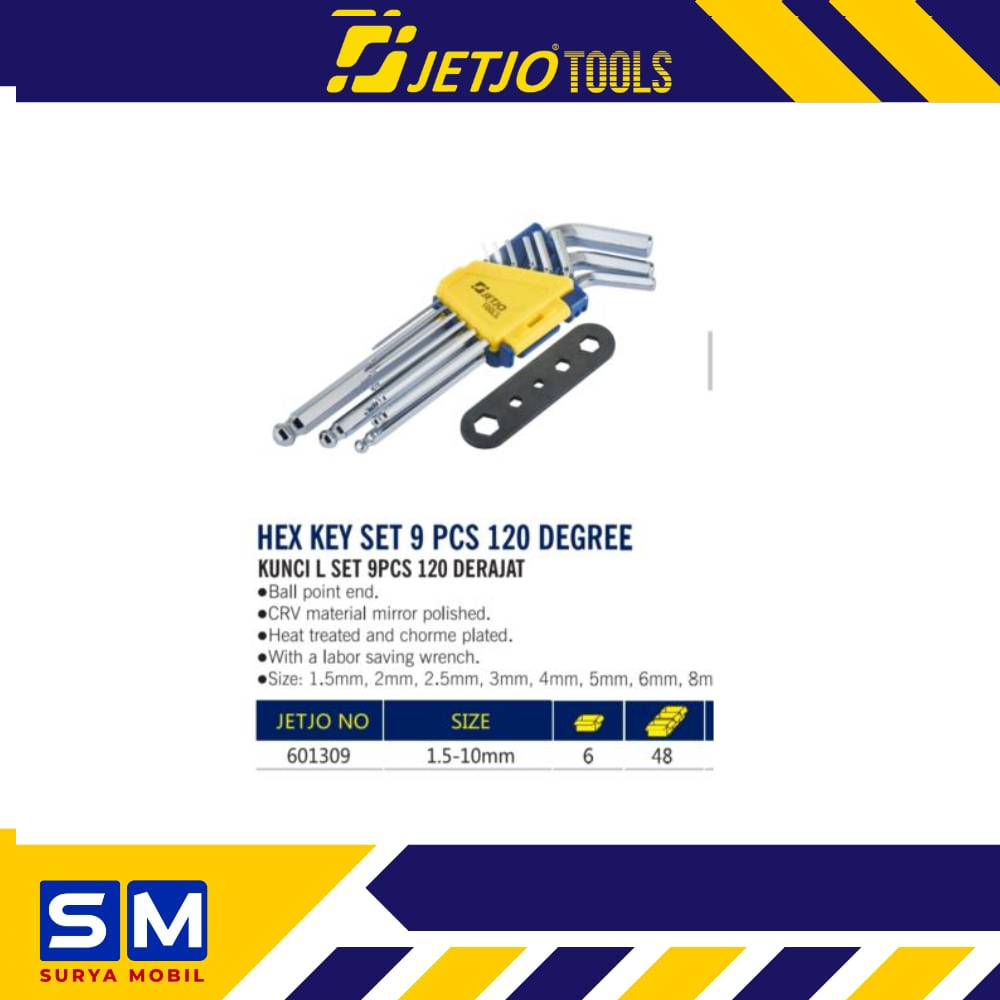LAKONI PRO kunci L set 9pcs 120degree JETJO TOOLS 601309/Hex key set LAKONI PRO