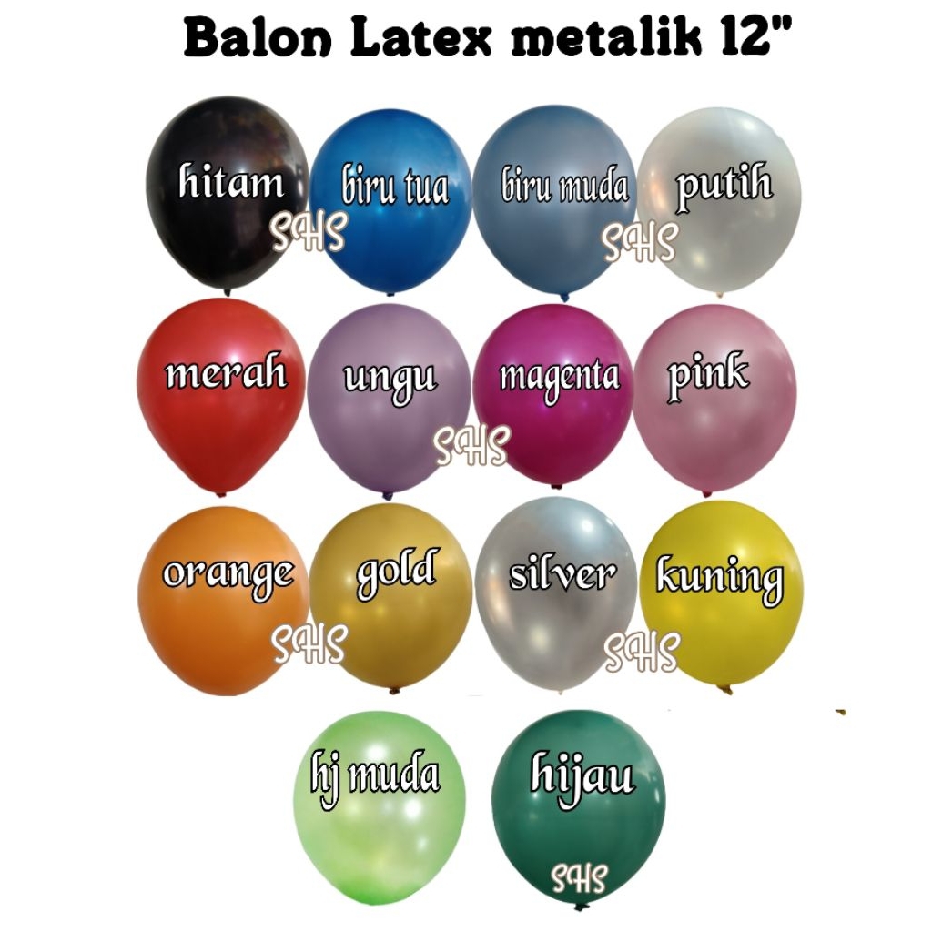 1 PAK (100PCS) BALON LATEX METALIK / BALON METALIK POLOS