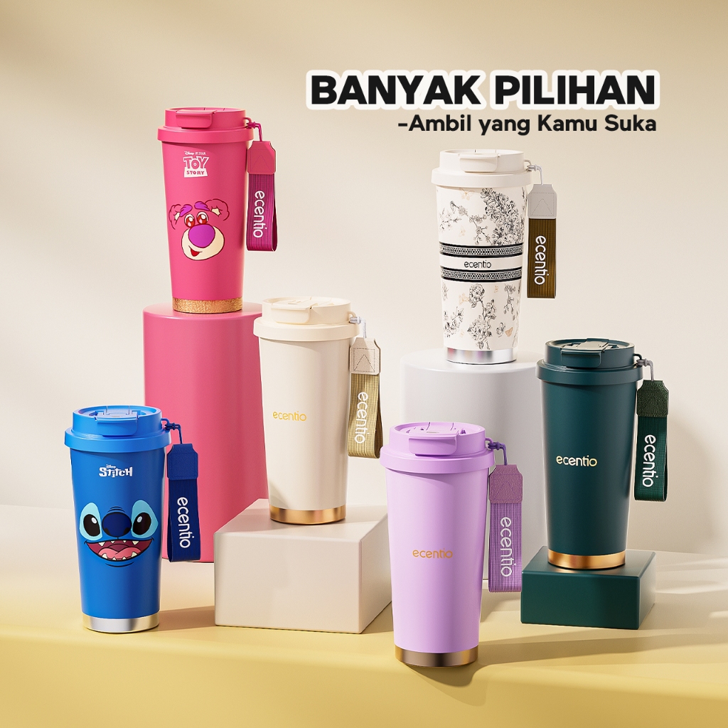 [Premium Kopi Tumbler]ecentio tumbler minum premium tahan dingin 24 jam botol stainless 316 portable