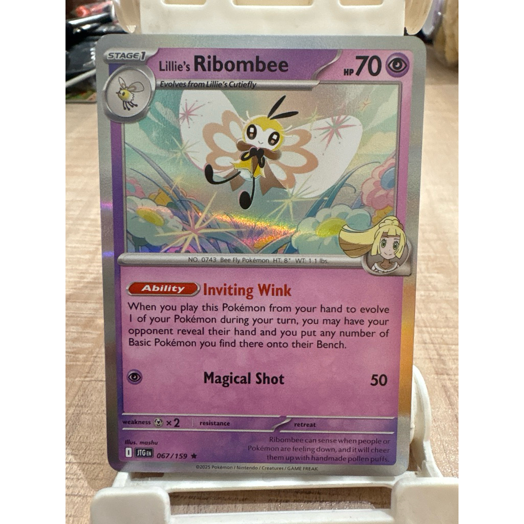 kartu pokemon original holo rare lillie’s ribombee jtg 067/159