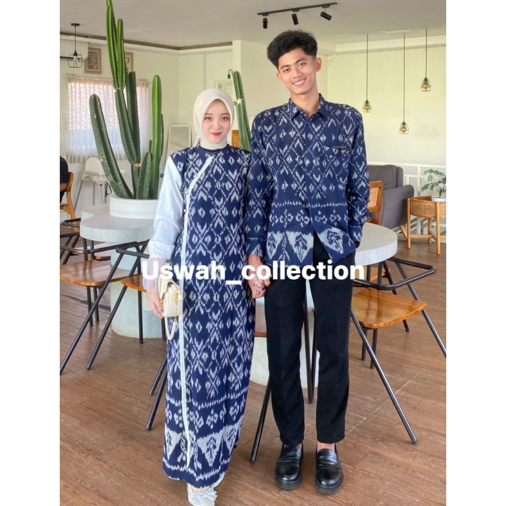 BAJU TENUN COUPLE TAMARA NAVY - COUPLE TENUN - COUPLE KONDANGAN - COUPLE - BAJU COUPLE - DRESS TENUN