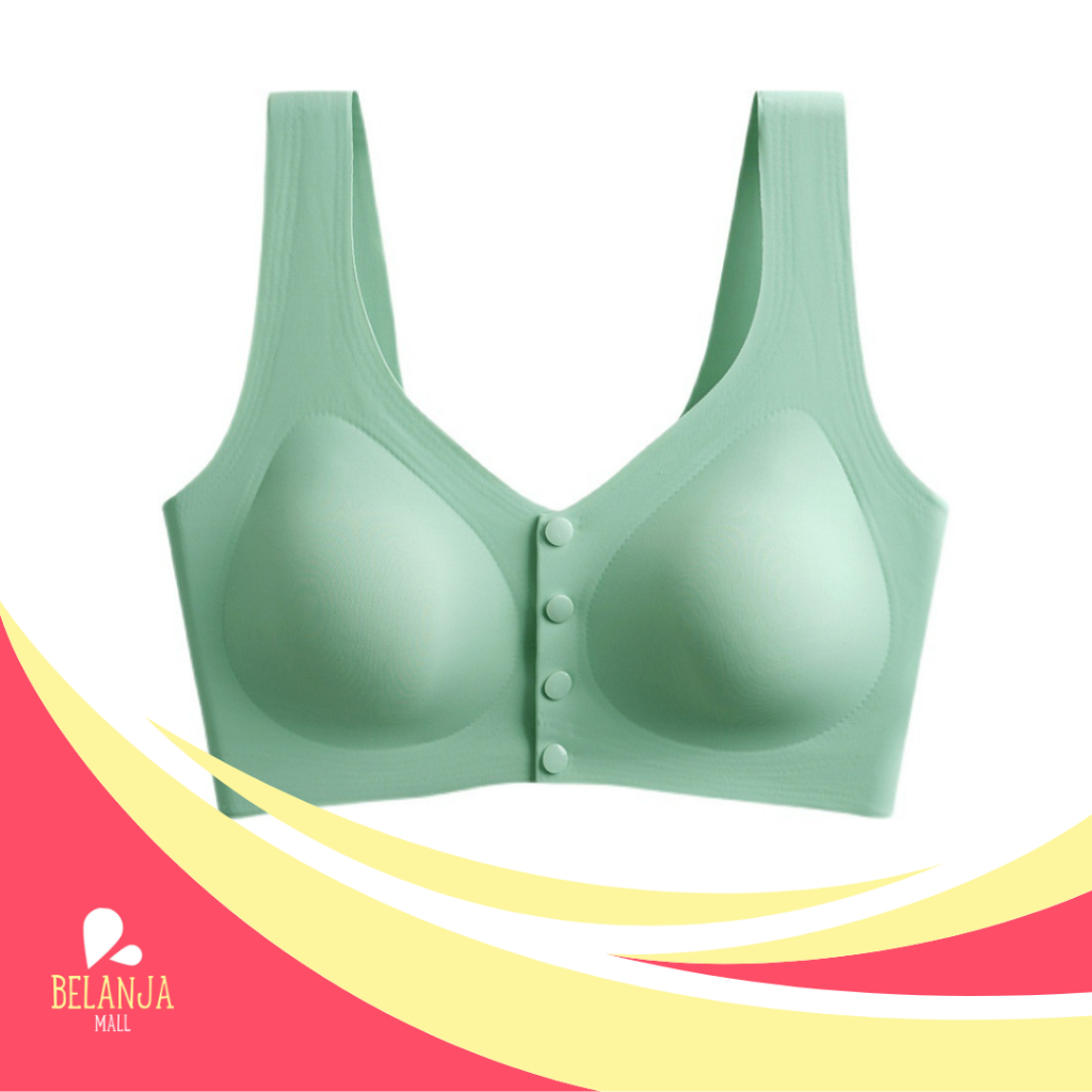 belanjamall BRA522 Bra Sport Tanpa Kawat Kancing Depan Bahan Lembut BH Kehamilan Menyusui Sportbra O