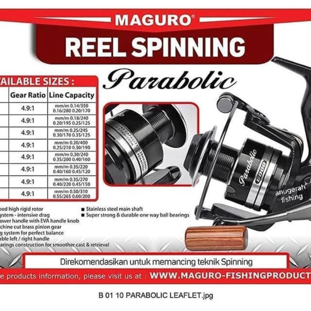 Reel MAGURO PARABOLIC 3000 4000 5000 6000 8000 | Spinning | kolam | Laut | alat pancing original